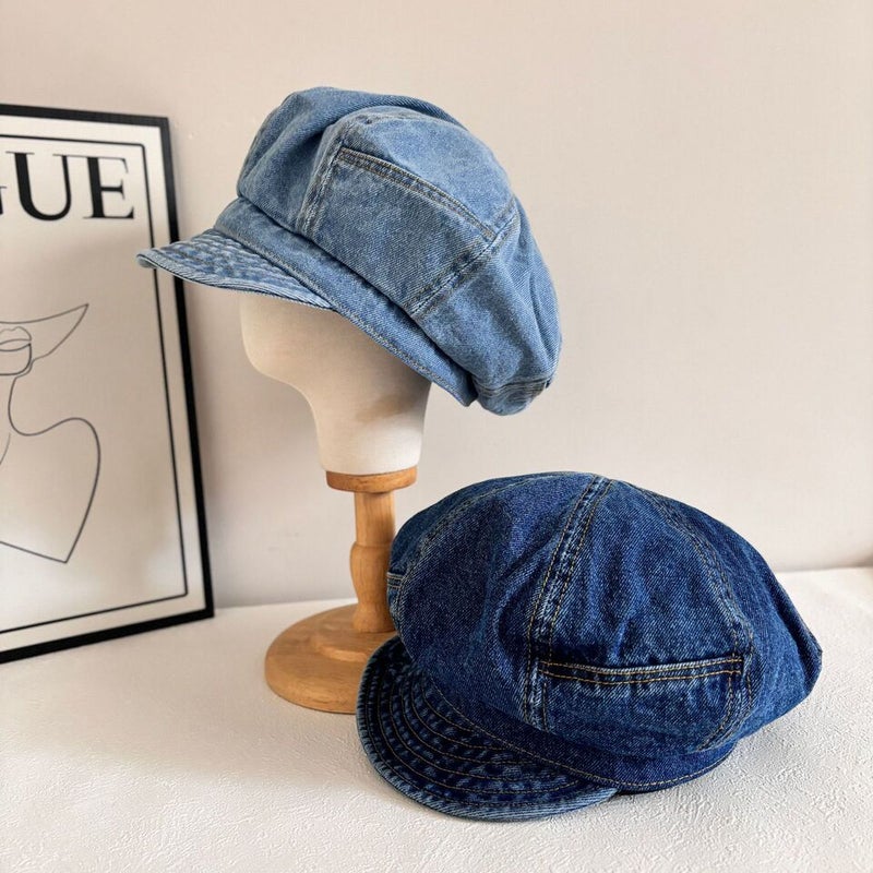 Denim Beret Women  Spring Washed Distressed Painter Hat Cotton - Image 4