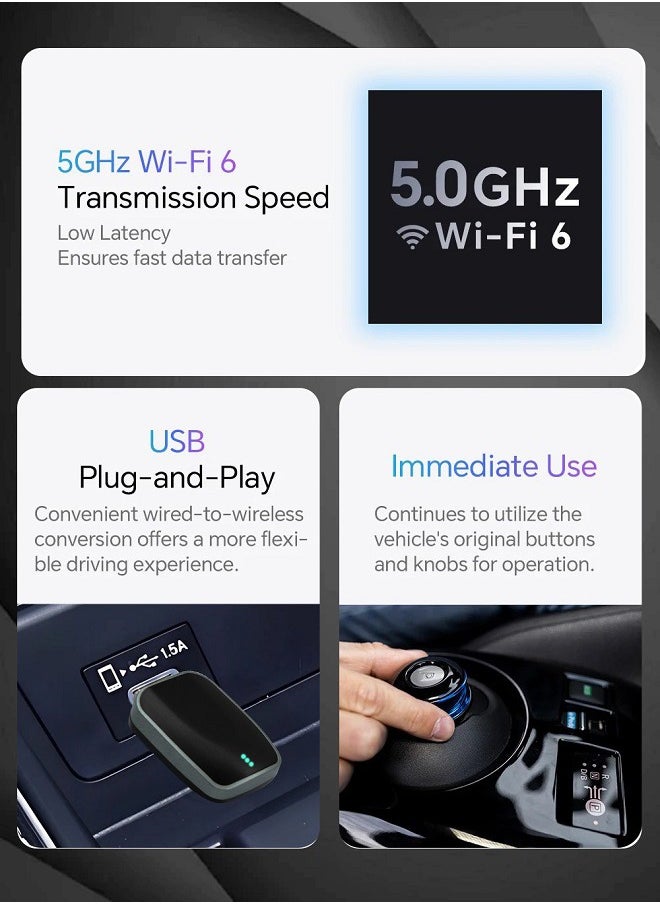 Generic - 2025 New mini Wireless Carplay Adapter, Convert Wired to Wireless Car Play & Android Auto 2-in-1 Adapter for Apple iPhone & Android Phone, Plug & Play, Auto Connect, No Delay, w/USB C for iOS 10+ Android 11+ - Image 1