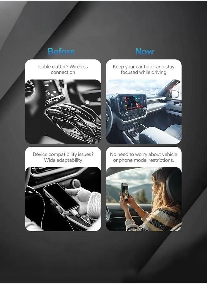 Generic - 2025 New mini Wireless Carplay Adapter, Convert Wired to Wireless Car Play & Android Auto 2-in-1 Adapter for Apple iPhone & Android Phone, Plug & Play, Auto Connect, No Delay, w/USB C for iOS 10+ Android 11+ - Image 1
