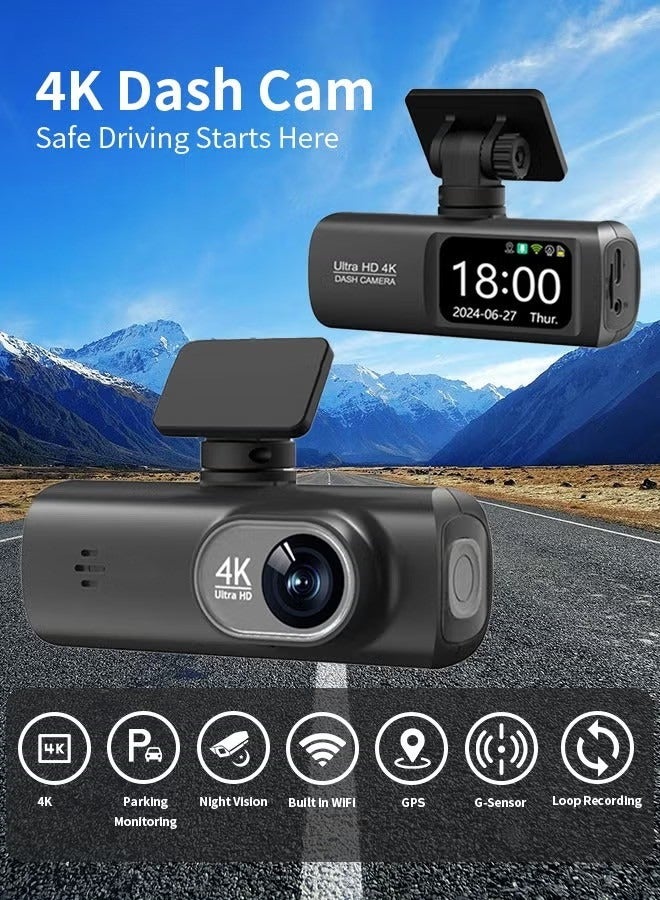 Makrystorm UHD 4K Dash Cam for Cars Front and Rear Dual Lens Front 3840*2160P Rear Lens Built-In WiFi G-Sensor With GPS Car DVR Video Recorder - Image 4
