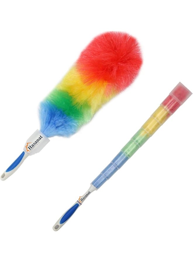 HASANAT ESSENTIALS Essentials Multipurpose Static Duster Soft Rainbow Plastic Easy Clean Multicolor Cobweb Cleaner Feather Tool Electrostatic Power Dusting Brush For Appliances Furniture Computer Cars Home  - Image 1