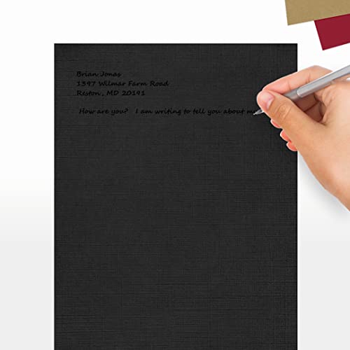 LUXPaper 8.5" x 11" Paper | Letter Size | Black Linen | 80lb. Text | 50 Qty - Image 5