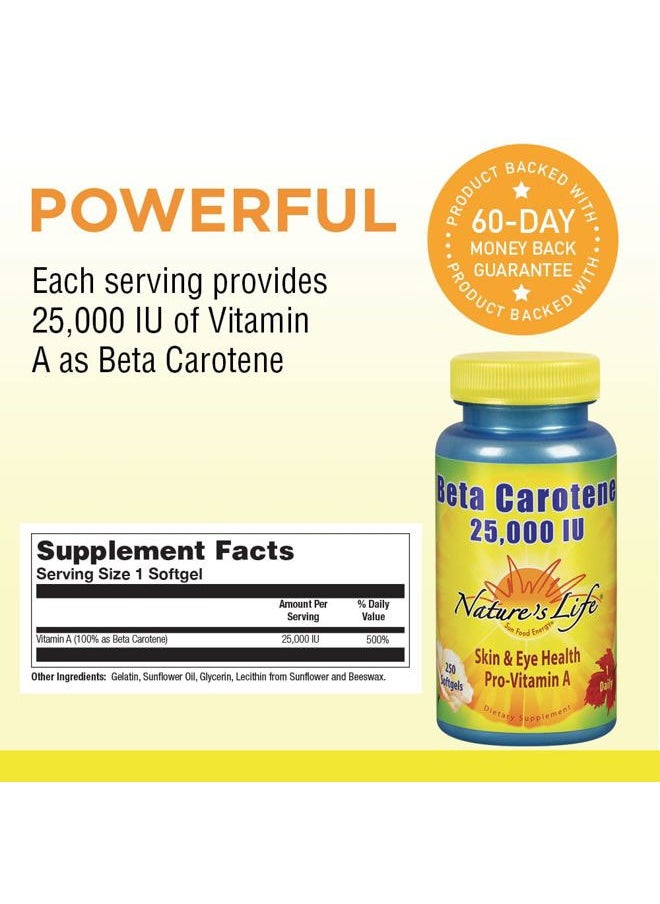 Nature's Life Beta Carotene 25,000 IU | Helps Support Healthy Immune Function & Skin & Eye Health | Antioxidant Dietary Supplement | 250 Softgels  - Image 2