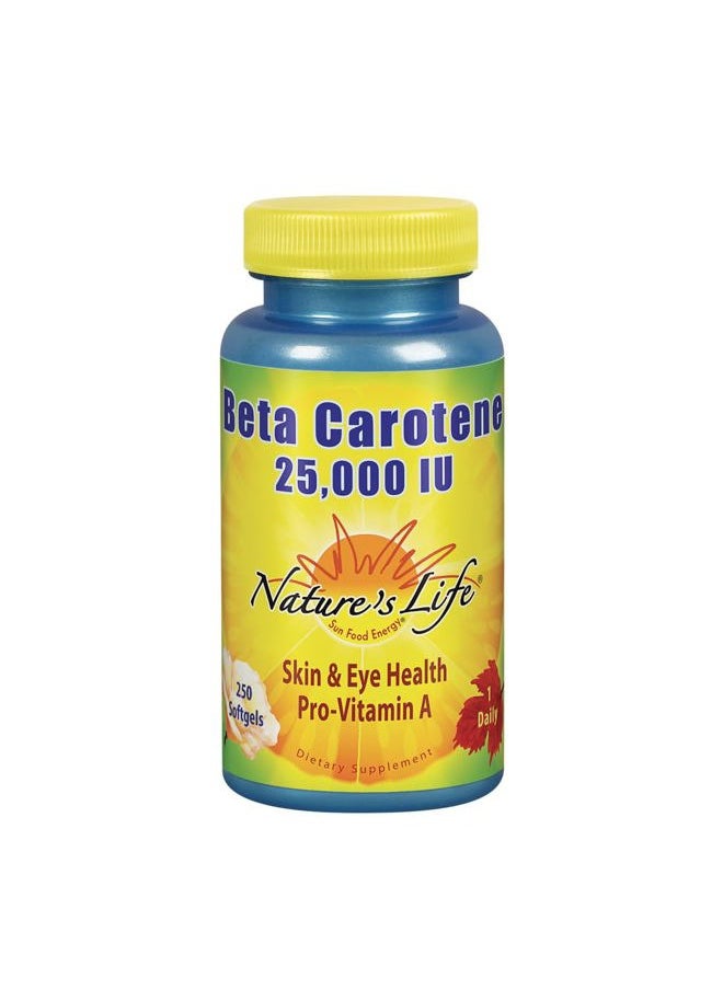 Nature's Life Beta Carotene 25,000 IU | Helps Support Healthy Immune Function & Skin & Eye Health | Antioxidant Dietary Supplement | 250 Softgels  - Image 1