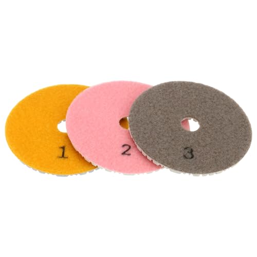 Briny River 3pcs 4inch Dry Wet 3 Step Diamond Polishing Pads 3 Step Diamond Dry Polishing Pads Kit for Granite Marble Concrete Hook and Loop Stone - Image 1