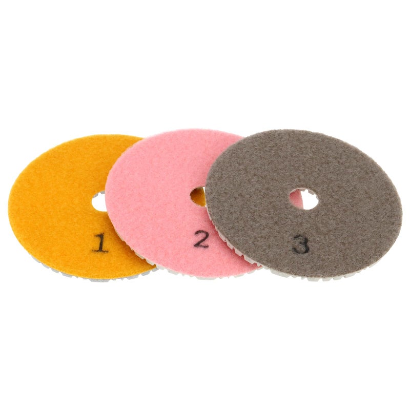 Briny River 3pcs 4inch Dry Wet 3 Step Diamond Polishing Pads 3 Step Diamond Dry Polishing Pads Kit for Granite Marble Concrete Hook and Loop Stone - Image 3