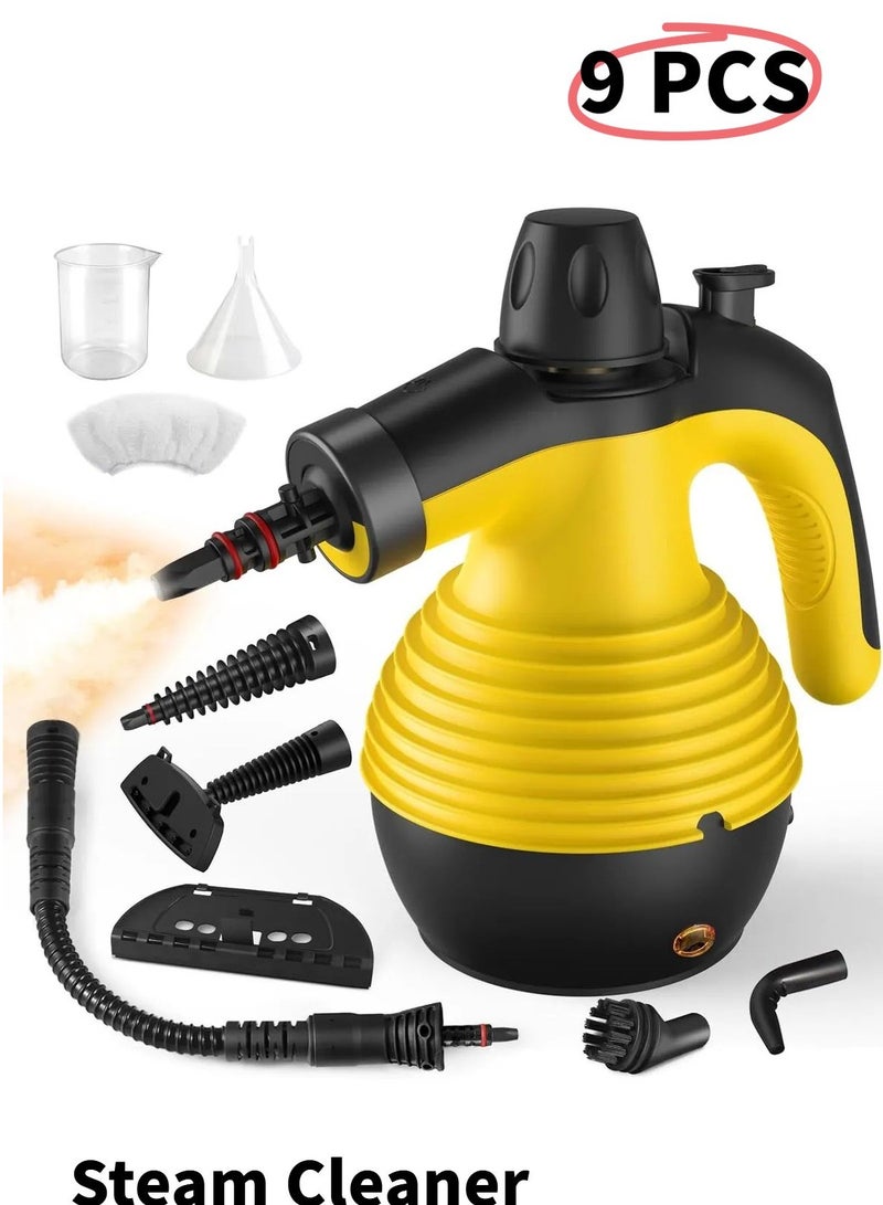 Arabest 1050W Handheld Steam Cleaner for Home,Pressurized Steam Cleaner with 9 Accessories and Safety Lock, 9.8Ft Extended Power Cord,Chemical-Free, Multi-Purpose Steamer for Home Use, Floor, Car, Upholstery, Grout(Yellow/Black) - Image 1
