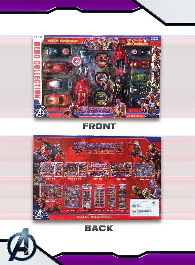 GROIC مجموعة سيارات مارفل أفنجرز القابلة للسحب من جروك مع شخصيات الأبطال الخارقين في السيارة - Image 2