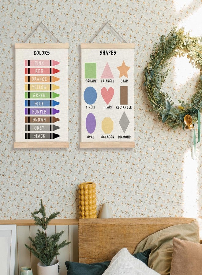 Supwhd Shapes Colors Posters for Classroom Wall, Shapes Colors Learning Poster Hanger Frame Wall Decor for Classroom Nursery Kids Room Playroom Preschool Decor, 12x16 Set of 2 - Image 2