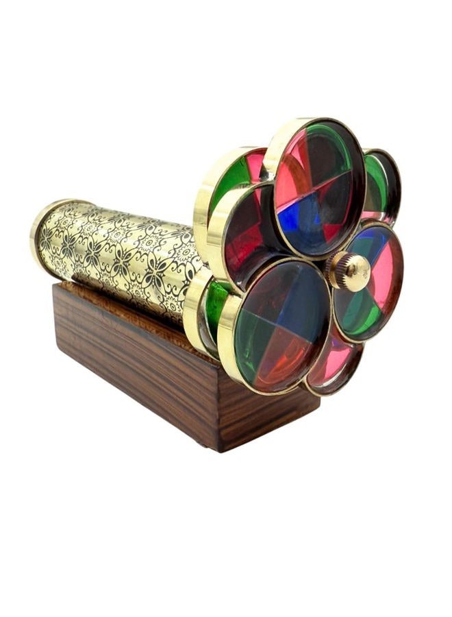 BAZROSS Handcrafted Brass Kaleidoscope with Dual Turning Wheels, Etched Floral Pattern, Lacquered Finish – Vintage Replica, Birthday, & Decorative Gift for Adults & Kids - Educational Gift - Image 1