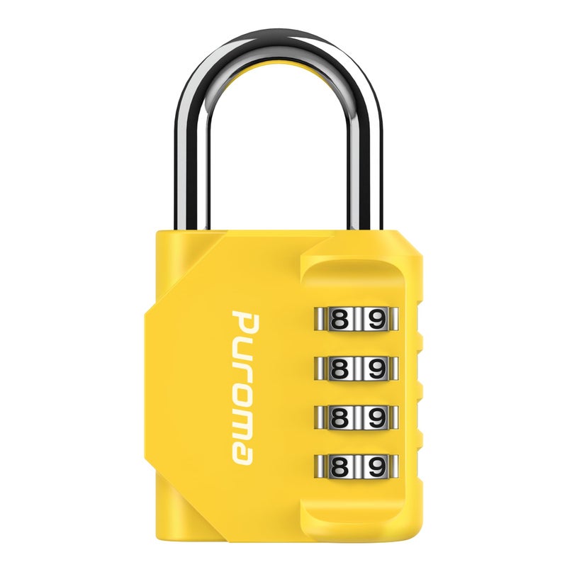 Puroma 1 Pack Combination Lock for Locker 4 Digit Outdoor Waterproof Padlock for School, Gym, Sports, Fence, Toolbox, Gate, Case, Outdoor, Hasp Storage (Yellow) - Image 5