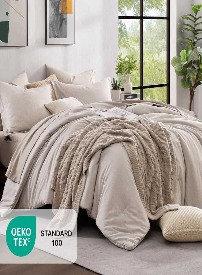 Monbix Full Size Comforter Set, Oatmeal Bedding Comforter for Full Size Bed Set Reversible, Bedding Sets Full 7 Pieces, Cationic Dyeing Bed in a Bag with Comforter, Sheets, Pillowcases & Shams - Image 5