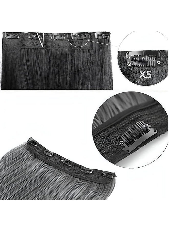 blushia Black, 5 Clips 22" Curly/Straight Hair Extension Natural Black,1-Pack 3/4 Full Head Curly Straight Clips In On Synthetic Hair Extensions, Black - Image 2