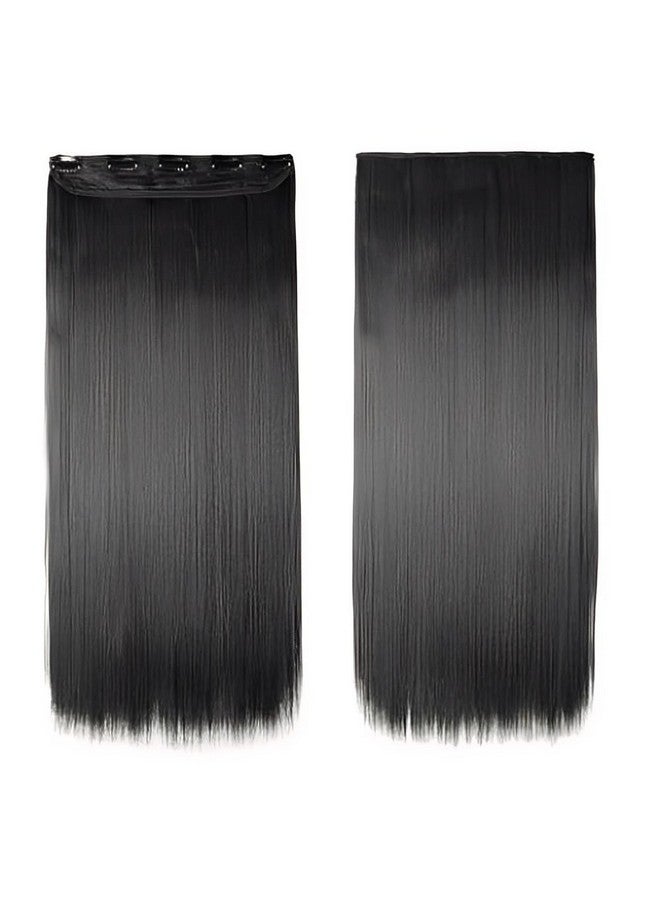 blushia Black, 5 Clips 22" Curly/Straight Hair Extension Natural Black,1-Pack 3/4 Full Head Curly Straight Clips In On Synthetic Hair Extensions, Black - Image 3