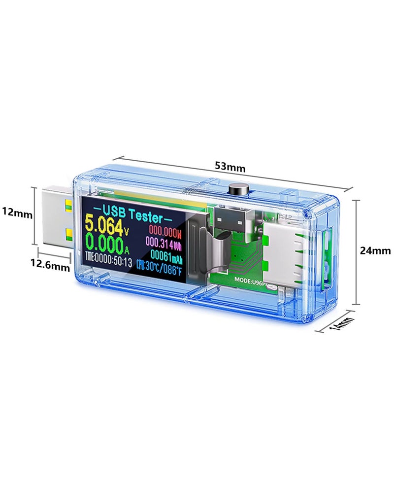 Eversame USB 3.0 Tester, Eversame IPS Color Display Digital Multimeter Voltmeter Current and Voltage Monitor, DC 5.1A/30V/150W Power Meter Tester, Test Speed of Chargers, Cables, Capacity of Power Banks-Blue - Image 3