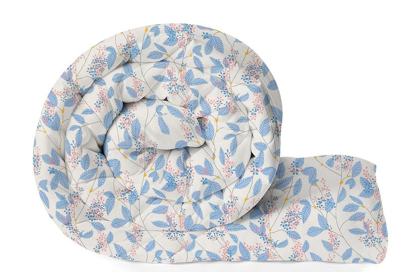 VAS COLLECTIONS 220 GSM Reversible Microfiber AC Comforter/Duvets for Mild Winter | All Season Single Size 3 Layered Quilted Blanket for Single Bed (230 cm x 150 cm, Floral, Blue & White) - Image 5