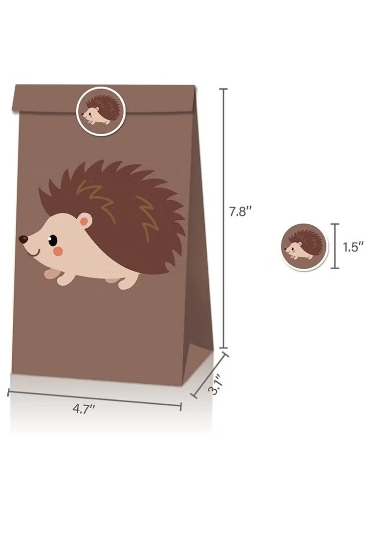 24 قطعة أكياس هدايا حيوانات، 24 عبوة أكياس هدايا للأطفال، أكياس ورقية مع ملصقات لأكياس الحلوى، أكياس هدايا من ورق كرافت لحفلات عيد الميلاد بموضوع حيوانات السفاري والغابة وحديقة الحيوان (24 عبوة حيوانات) - Image 5