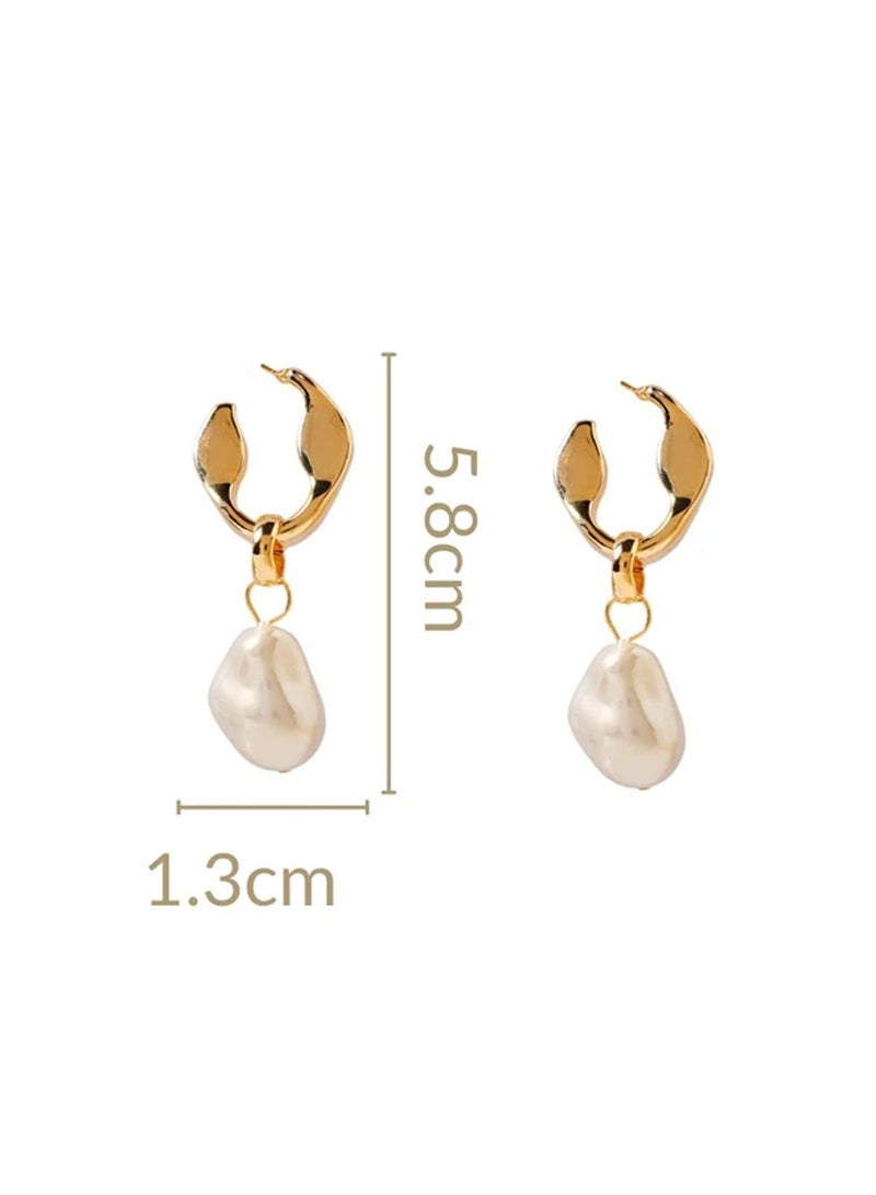 Baroque Pearl Drop Earrings for Women, 925 Silver Posts Hypoallergenic, Ideal for Daily Wear and Party, Perfect Gift for Ladies - Image 4