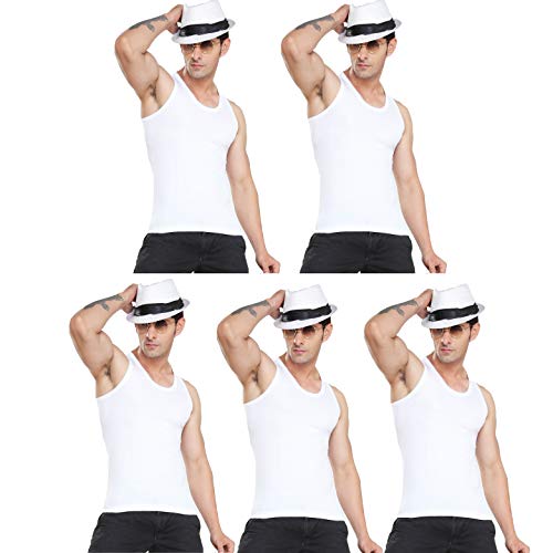 ARIEL Hockman Men's Cotton Vest 110cm (Modern Classic) White Sleeveless Combo Pack of 5 - Image 1