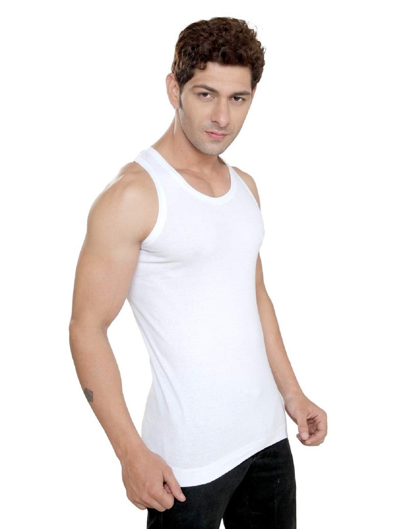 ARIEL Hockman Men's Cotton Vest 110cm (Modern Classic) White Sleeveless Combo Pack of 5 - Image 4
