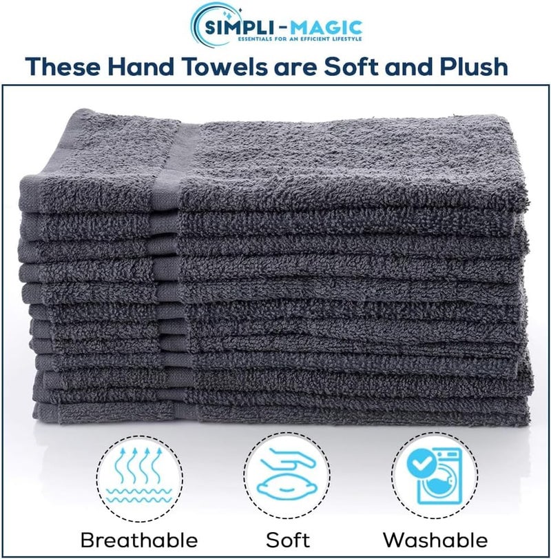 Simpli-Magic Cotton Hand Towels 16"x27" (12 Pack) â€“ Soft Towels for Bathroom, Kitchen, Salon & Gym (Gray) - Image 3