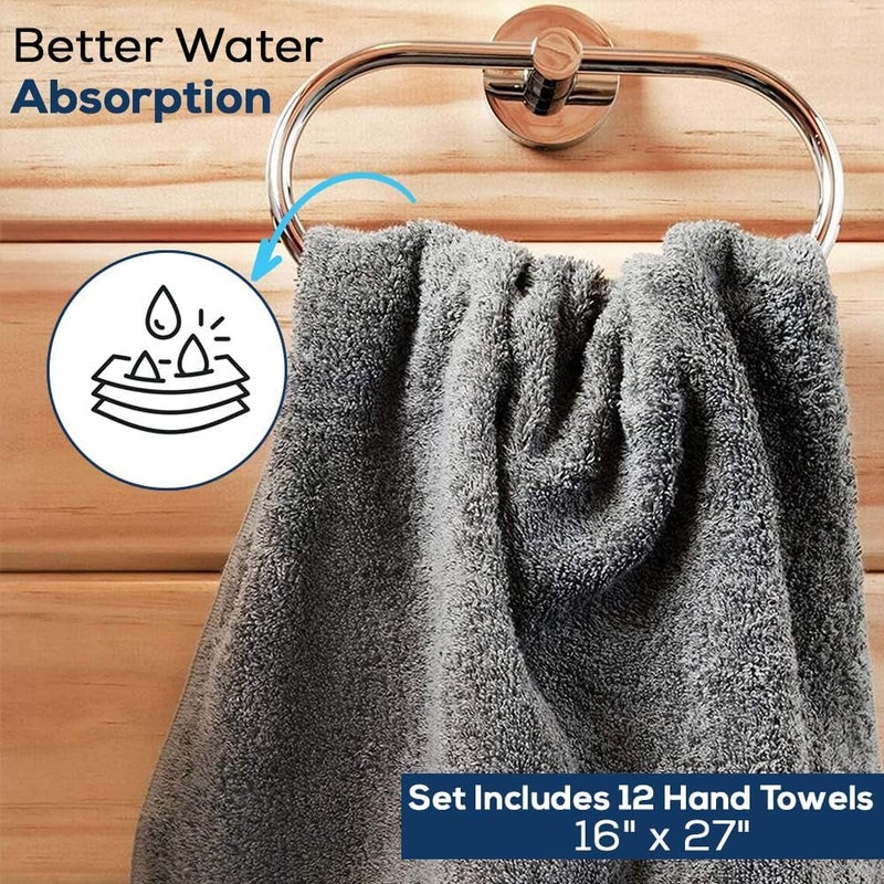 Simpli-Magic Cotton Hand Towels 16"x27" (12 Pack) â€“ Soft Towels for Bathroom, Kitchen, Salon & Gym (Gray) - Image 5