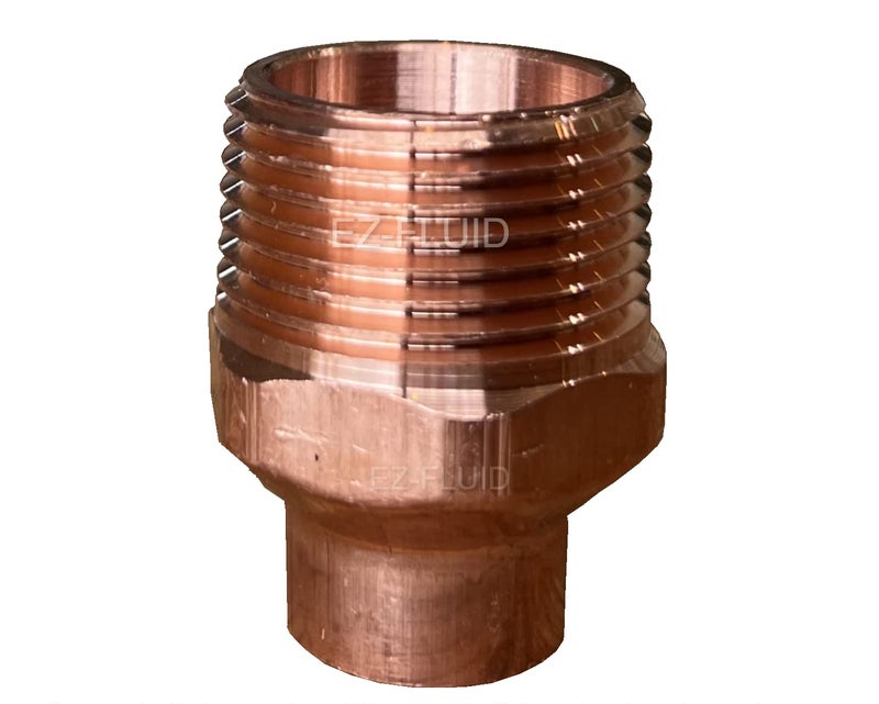 EZ-FLUID EZFLUID Plumbing 2Pcs 34 Solder x 1 MIP LF Copper Male AdapterC x MIP Sweat To Male Threaded Male Adapter Reducing Sweat Solder Copper Pipe Fittings - Image 2