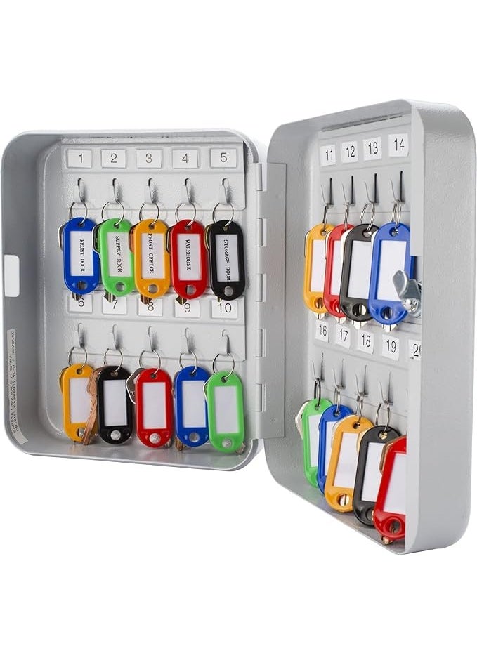 Vroxy Vroxy Waterproof Key Storage Cabinet Key Storage Lock Box Wall Mount 20 Keys Capacity Metal Key Box with Number Tags Hooks 1Pcs 