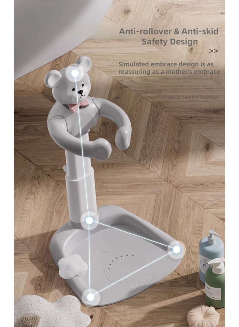 مينيجونز منتج "ميني جونز": حامل استحمام أطفال - دب كرتوني + قاعدة أمان مضادة للانزلاق (مساعد حمام متنقل لعمر 6+ أشهر) - Image 3