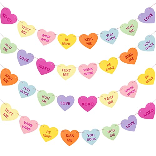 Festiko®Valentines Day Heart Banner Garland with 32 Pcs Hearts, 32.8ft Candy Color Heart Garland,Heart Sayings Banners for Anniversary,Wedding,Birthday Party,Valentines Decor(2 Strings) - Image 1