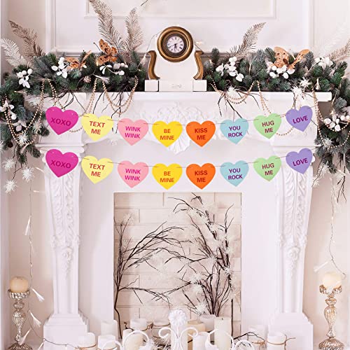 Festiko®Valentines Day Heart Banner Garland with 32 Pcs Hearts, 32.8ft Candy Color Heart Garland,Heart Sayings Banners for Anniversary,Wedding,Birthday Party,Valentines Decor(2 Strings) - Image 5