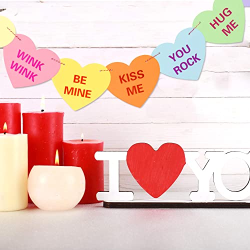 Festiko®Valentines Day Heart Banner Garland with 32 Pcs Hearts, 32.8ft Candy Color Heart Garland,Heart Sayings Banners for Anniversary,Wedding,Birthday Party,Valentines Decor(2 Strings) - Image 4