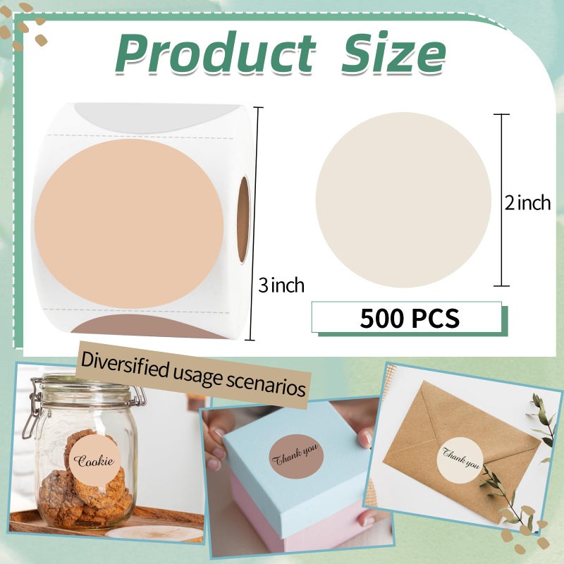 starboling 2 Inch Beige Gradient Round Thermal Label Printer Stickers, Self-Adhesive Direct Labels for DIY Logo Design, Name Tag (500 Labels/1 Roll) - Image 2