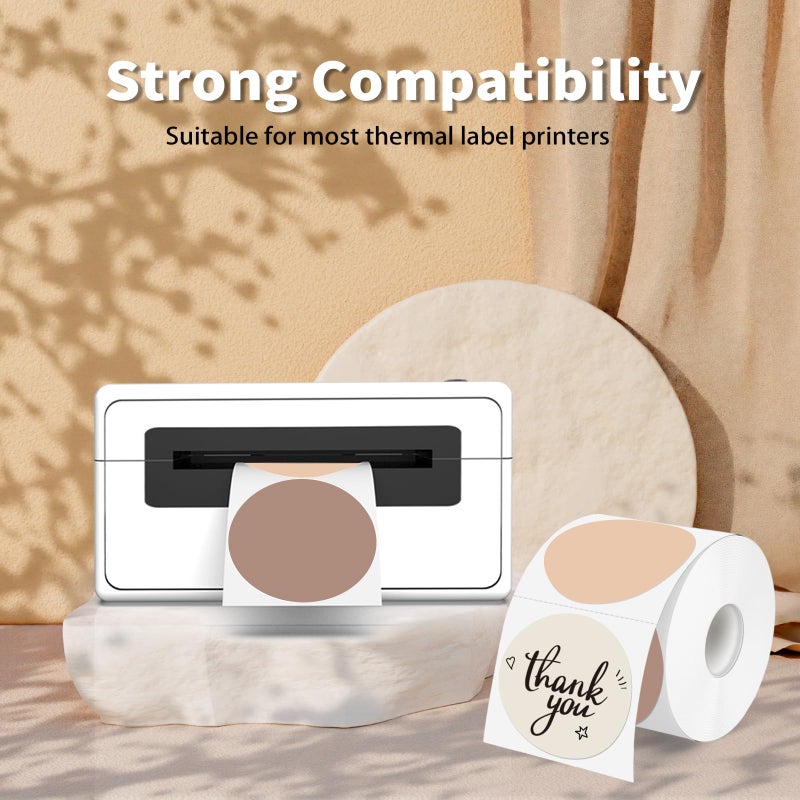 starboling 2 Inch Beige Gradient Round Thermal Label Printer Stickers, Self-Adhesive Direct Labels for DIY Logo Design, Name Tag (500 Labels/1 Roll) - Image 3