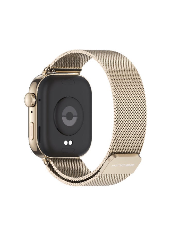 Generic - Fit 2 Watch Band Stainless Steel Milanese Clasp Magnetic Suction Three-bead Bamboo Texture Metal Wristband For HuaweiWatch-Color:Milan Magnetic-Shallow Gold-Specifications:For HuaweiFit3 - Image 1