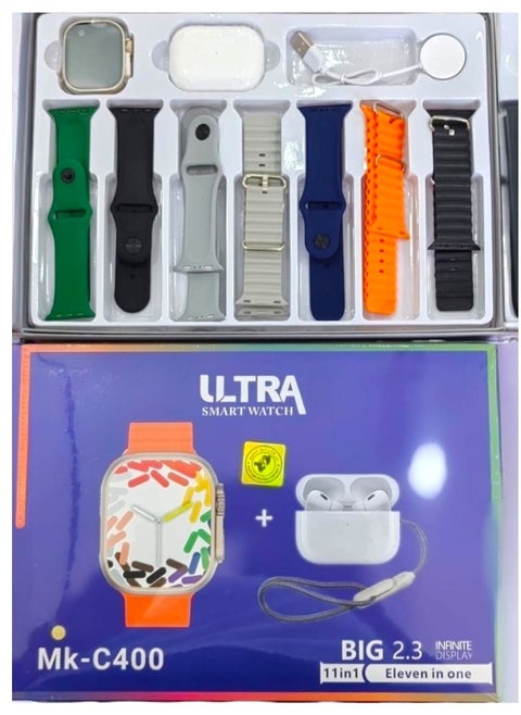 Ultra2 Max Smart Watch 2.3 inch A Full Screen Works With Bluetooth Wireless In-Ear Headset ,The Android And IOS System Is Responsive Wireless Charging And Supports GPS With 7 Bracelets