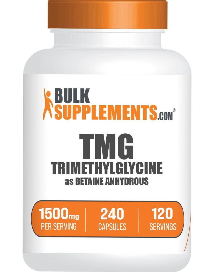 BulkSupplementscom TMG Capsules Trimethylglycine as Betaine Anhydrous TMG Supplement Gluten Free 2 Capsules per Serving 1500mg 240 Count Pack of 1