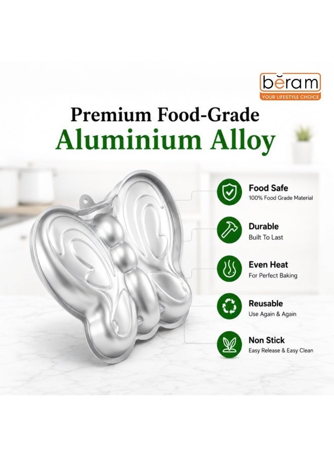 BERAM 3D Butterfly Cake Mould Non Stick Food Grade Aluminium Alloy Baking Pan for Birthday Halloween Christmas Creative 3D Cake Mould for Kids Home Bakers Baking Lovers Decorating Essentials - Image 3