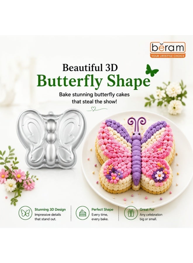 BERAM 3D Butterfly Cake Mould Non Stick Food Grade Aluminium Alloy Baking Pan for Birthday Halloween Christmas Creative 3D Cake Mould for Kids Home Bakers Baking Lovers Decorating Essentials - Image 5