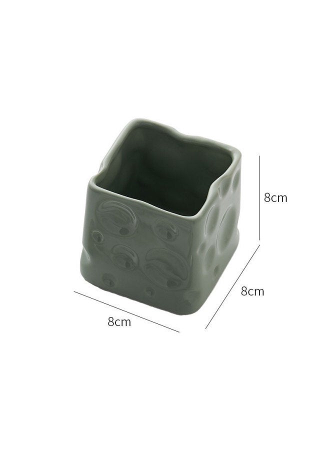 Cream Style Advanced Fruit Fork Suit Multi-purpose Ceramic Cheese Storage Can Bar Decoration Good Hand Ceremony-Specification:Avocado Color - Image 1