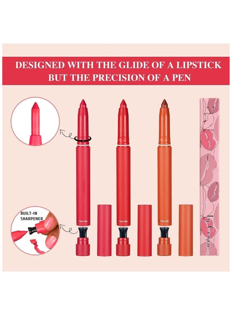 Matt Nude Lipstick and Lipliner Set with Built-in Sharpener - Waterproof, Nourishing, Buildable Velvet Lip Crayon and Pencil Collection in 3 Shades for Perfect Lip Makeup. - Image 4