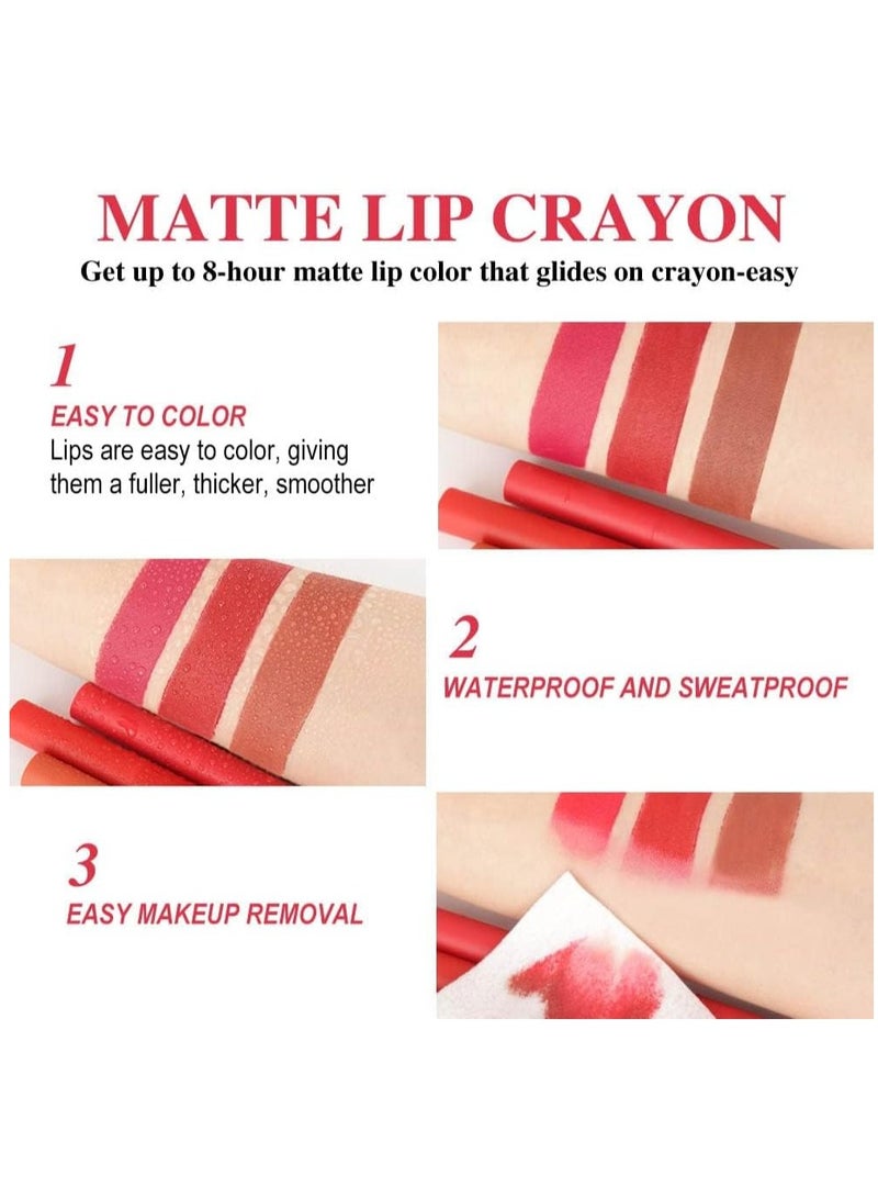Matt Nude Lipstick and Lipliner Set with Built-in Sharpener - Waterproof, Nourishing, Buildable Velvet Lip Crayon and Pencil Collection in 3 Shades for Perfect Lip Makeup. - Image 2