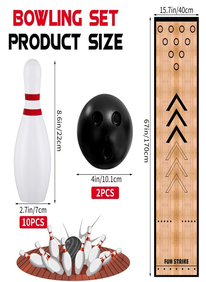 Sitroasho Mini Bowling Set Indoor Outdoor Indoor Bowling Set with Guide Arrow Mat Gold and Silver Medal Backpack Dispensing Suitable for Family Friends Family Party Entertainment - Image 2