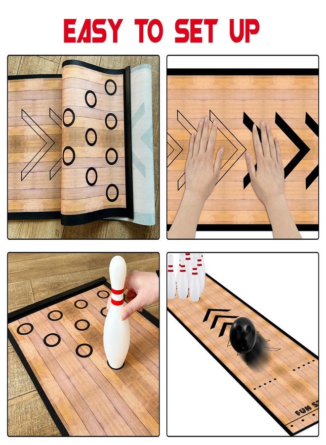 Sitroasho Mini Bowling Set Indoor Outdoor Indoor Bowling Set with Guide Arrow Mat Gold and Silver Medal Backpack Dispensing Suitable for Family Friends Family Party Entertainment - Image 4