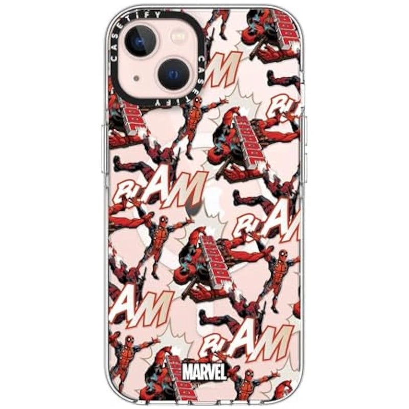 Casetify Clear iPhone 13 Case 【Deadpool & Wolverine Co-Lab/Not Yellowing / 6.6ft Drop Protection/Magsafe】 - Deadpool Pattern Case - Clear - Image 1