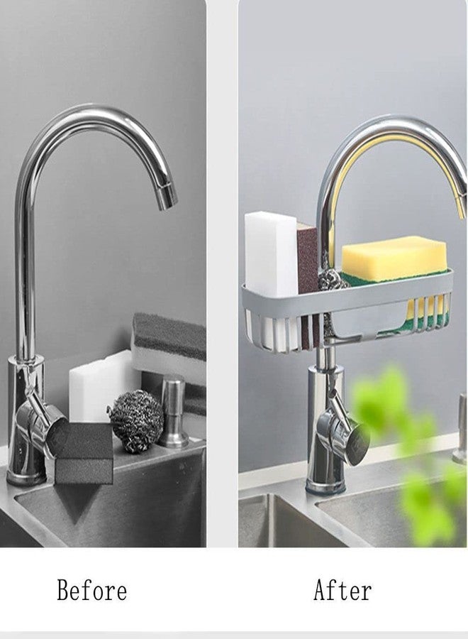 Divik Kitchen Bathroom Sponge Brush Holder Sink Caddy Organizer, Tap Organiser Clip Storage Rack Home Kitchen Faucet Shelf Snap-on Faucet Rack Drain Rack Holder for Soap, Sponge, Scrubber (1Pcs) - Image 2