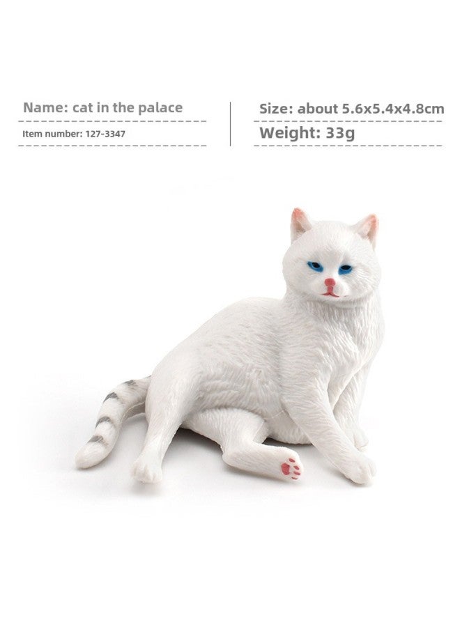 Children's Mini Simulation Pet Cat Model Orange Cat Fat Cat British Short-haired Cat Pastoral Cat Decorative Ornaments-Color:Pl127-3347 Cat In The Palace 33g  - Image 1