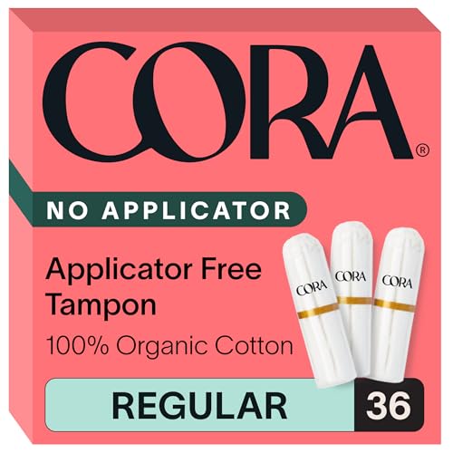 Cora Non-Applicator Tampons - 100% Organic Cotton | Ultra-Absorbent, Unscented, Natural, Non-Toxic, Applicator Free | Eco-Conscious (36 Tampons) - Image 1