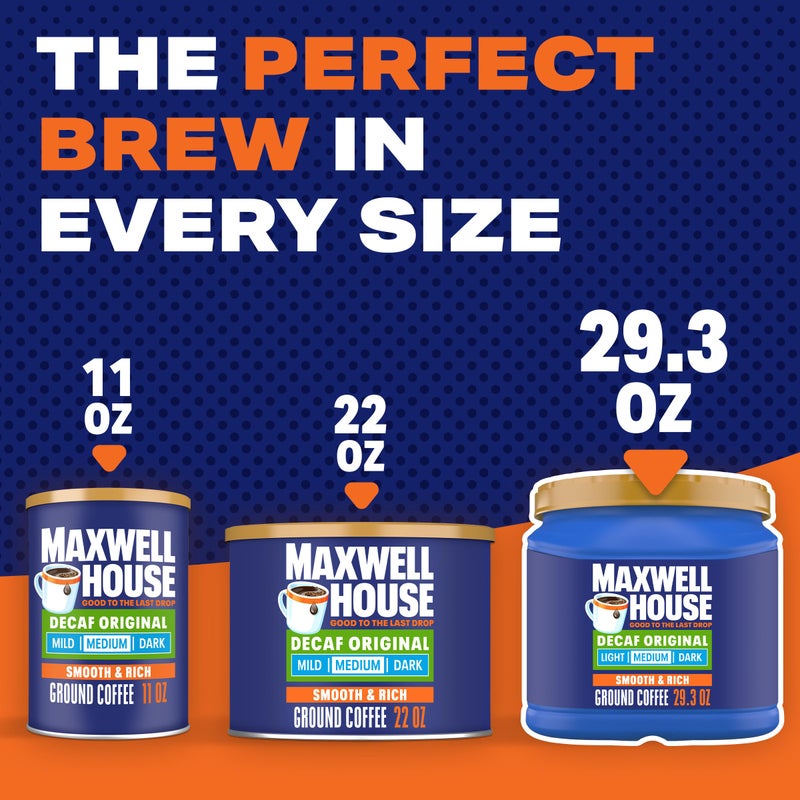Maxwell House Decaffeinated Original Medium Roast Ground Coffee, 29.3 oz Canister - Image 5