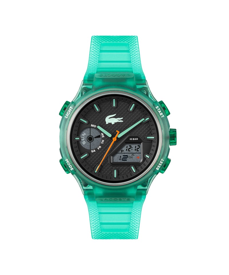 LACOSTE Round Analog-Digital Men'S Stainless Steel And Green Tr90 Case  Watch - Image 2